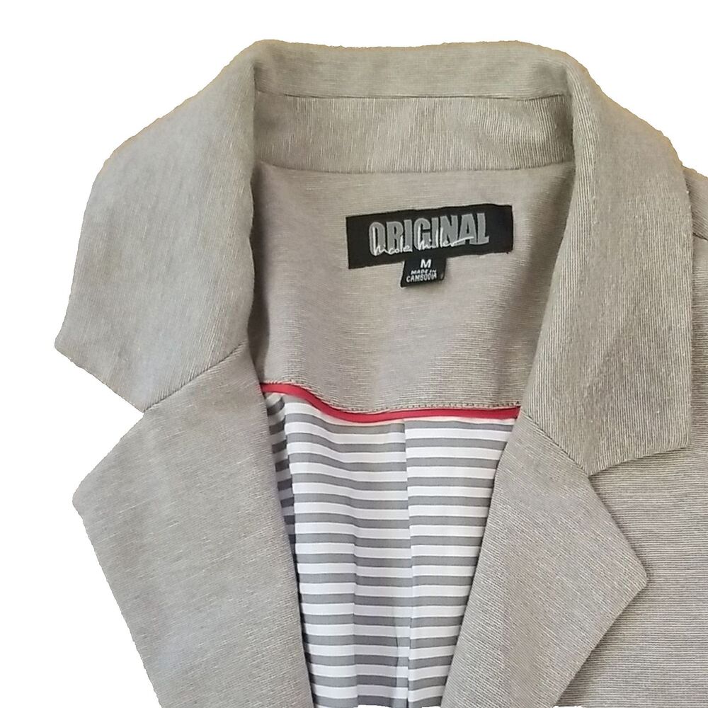 Original Brand Gray Blazer Women’s M Striped Lining Structured Shoulder Work